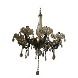 Lustra DC 8043/8, schelet bronz antic, metal sticla si cristal, 5*e14,inaltime ajustabila