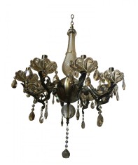 Lustra DC 8043/8, schelet bronz antic, metal sticla si cristal, 5*e14,inaltime ajustabila foto