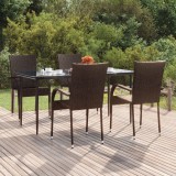 Cumpara ieftin Set mobilier de grădină, 5 piese, maro, poliratan