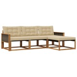 vidaXL Set de canapele de exterior cu pernă 4 pcs Natural și Bej 3381341