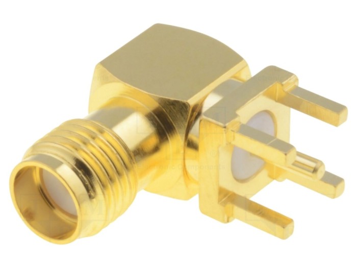 Conector SMA mamă 90&deg; THT