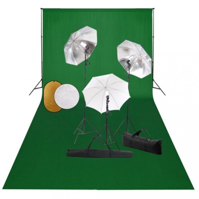 Set studio foto cu lămpi, umbrele, fundal și reflector foto