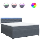 Cumpara ieftin Pat box spring cu saltea, gri inchis, 200x200 cm, catifea