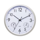 Ceas de perete, JeiibrZui, Plastic / Sticla, Quartz, Retro, Silentios, Termometru, Rezistent la apa, 30.48 cm, Alb
