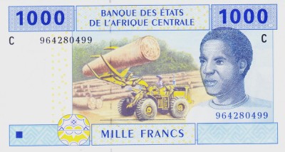 Bancnota Statele Africii Centrale ( Chad ) 1.000 Franci 2002 - P607Ce UNC foto