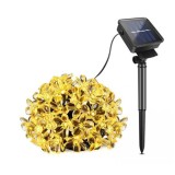 Instalatie Lumini de gradina cu incarcare solara, 50 de leduri, flori de cires, 5 m, alb cald, BZRSH