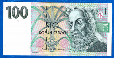 (2) BANCNOTA CEHIA - 100 KORUN 1997, PORTRET KAREL IV, STARE AUNC/UNC foto