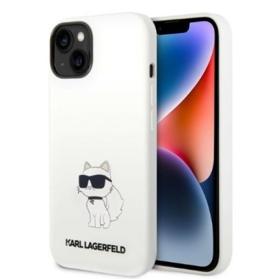 Husa pentru iPhone 15 Plus / iPhone 14 Plus - Karl Lagerfeld Silicone MagSafe (KLHMP14MSNCHBCH) - White Choupette foto