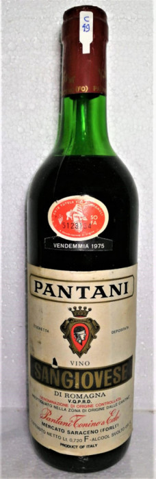 C 49 -vin rosu, SANGIOVESE DI ROMAGNA -VQPRD, DOC, , cl 72 gr 12 recoltare 1975