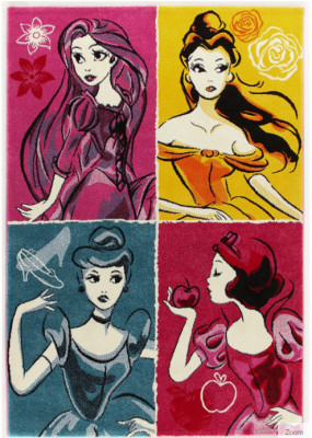 Covor camera copii Premium, Disney Princess , 133x190 cm, Antiderapant foto