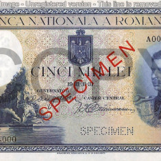 REPRODUCERE bancnota specimen 5000 lei 1931