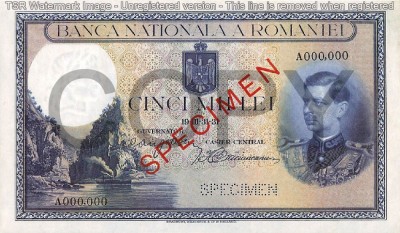 REPRODUCERE bancnota specimen 5000 lei 1931 foto