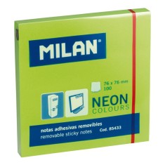 Bloc Notes Adeziv Milan, 100 File - Verde Fluorescent, 76 x 76 mm