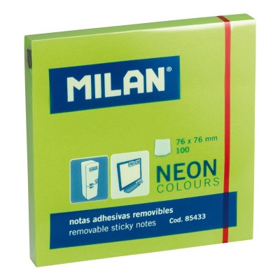 Bloc Notes Adeziv Milan, 100 File - Verde Fluorescent, 76 x 76 mm foto