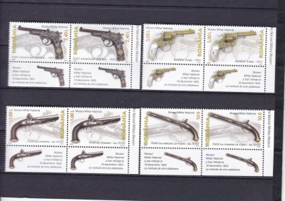 ROMANIA 2008 LP 1794 a ARME DE FOC PERECHE SERII CU TABS-URI MNH foto