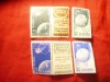 2 Serii mici RPR 1957 si 1958 Cosmos cu si fara supratipar , 2x2timbre +2 vignet, Stampilat