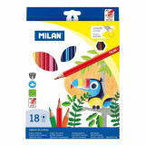 Cumpara ieftin Set 18 Creioane Color MILAN, 18 Culori Diferite, Corp Hexagonal din Lemn, Creioane Colorate, Creioane MILANO, Set Creioane Colorate, Creion Colorat, C