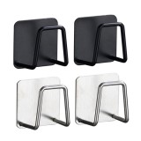 Cumpara ieftin Set 4 suporturi autoadezive pentru burete, 2 negre si 2 argintii, inox rezistent la apa, montare cu adeziv 3M, organizator chiuveta cu drenaj rapid