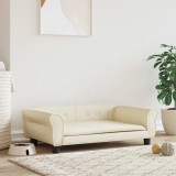 VidaXL Pat de c&acirc;ini, crem, 95x55x30 cm, piele ecologică