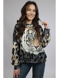 Cumpara ieftin HANORAC CU GLUGA SI BUZUNAR FRONTAL JUNGLE BLUE EYE TIGER TALIE UNICA Multicolora