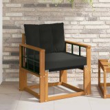 vidaXL Set 2 Canapele Exterior Lemn Acacia Masiv Design Modern Rezistent Vreme Perne Negre Textilene Gradina