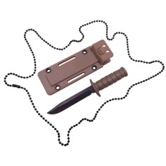 Cutit tactic de vanatoare DEPOX&reg;, Military Convoy, 10 cm, teaca cu lant inclusa, maro