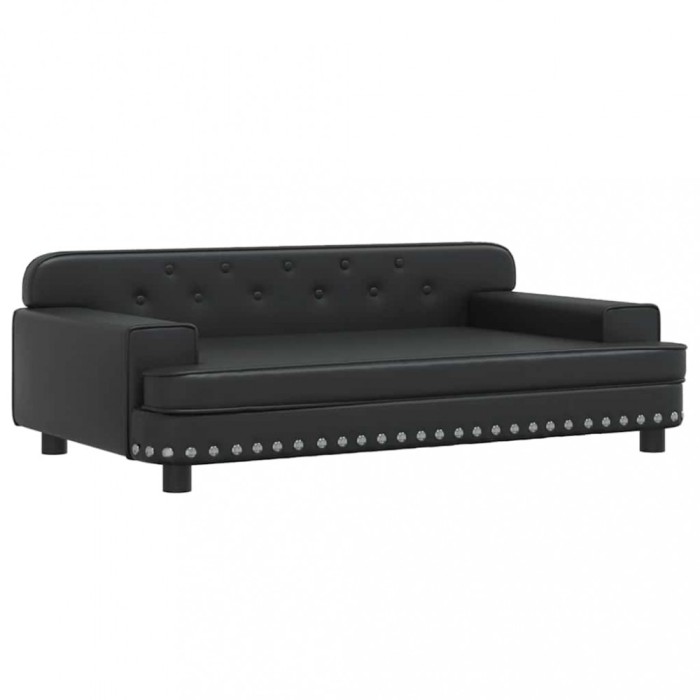 Pat de caini, negru, 90x53x30 cm, piele ecologica