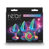 Set 3 Dopuri Anale Metalice NS Toys Trainer Kit Multicolor cu Diamant (3.2-4 cm)