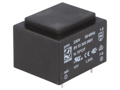Transformator &amp;Icirc;ncapsulat 10V 150mA PCB 230VAC 1.5VA foto