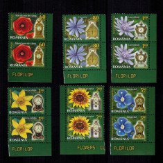 Romania 2013 Flora Ceasul Florilor Pereche serii MNH Mac Cicoare LP 1966