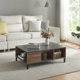 Couchtisch Lepp&auml;virta mit 3 Ablagef&auml;chern 90 x 60 x 33 cm Eiche rustikal/Anthrazit [en.casa] HausGarden Leisure, [en.casa]
