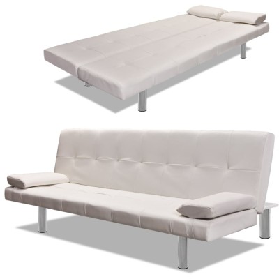 Gossi canapea extensibila 2 perne, piele artificiala, reglabil, crem foto