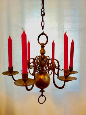 Candelabru flamand 6 brate, original foto