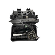 Kit de supravietuire, multifunctional, 9in1, ideal pentru pentru camping, drumetii, 11 x 16.5 x 5 cm, negru