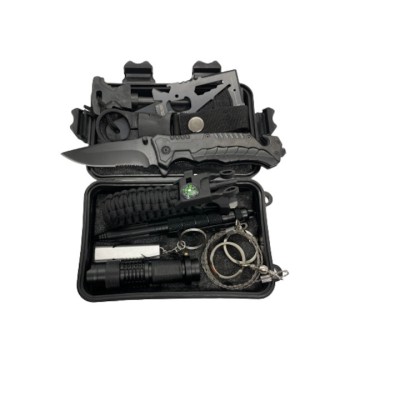 Kit de supravietuire, multifunctional, 9in1, ideal pentru pentru camping, drumetii, 11 x 16.5 x 5 cm, negru foto