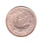 Moneda Marea Britanie 1/2 penny 1937, stare buna, curata, Europa, Bronz