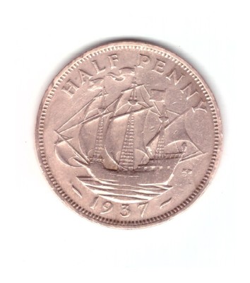 Moneda Marea Britanie 1/2 penny 1937, stare buna, curata foto