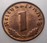 2.577 GERMANIA WWII 1 REICHSPFENNIG 1939 D XF/AUNC, Europa, Bronz