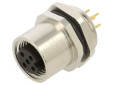 Conector M12 soclu mamă 5 pini 2A 60V IP67 drept THT LUTRONIC