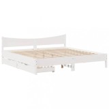 Cumpara ieftin Cadru de pat cu sertare, alb, 180x200 cm, lemn masiv pin