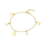 Cumpara ieftin Bratara de picior placata cu aur cu charmuri perle