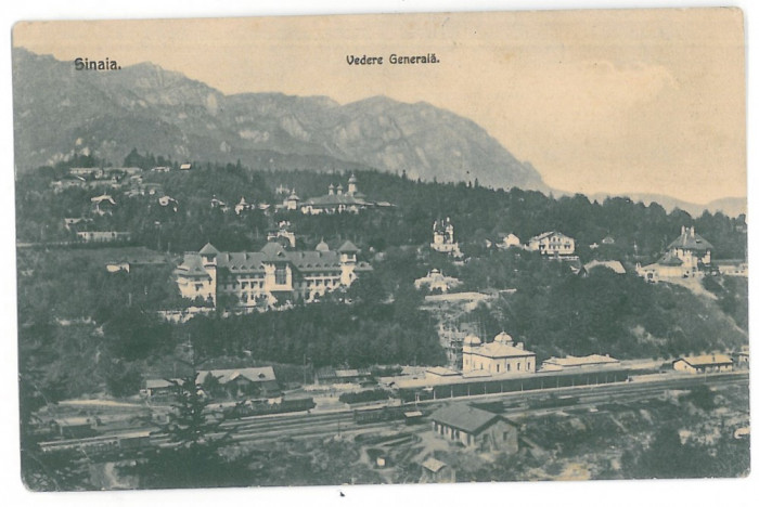 4397 - SINAIA, Railway Station, Panorama, Romania - old postcard - unused