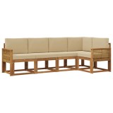 vidaXL Set de canapele de exterior 5 pcs Natural și Bej Poliester 3385219