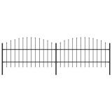 VidaXL Gard de grădină cu v&acirc;rf suliță, negru, (0,75-1) x 3,4 m, oțel