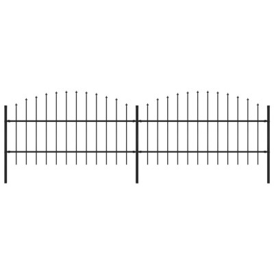 vidaXL Gard de grădină cu v&amp;acirc;rf suliță, negru, (0,75-1) x 3,4 m, oțel foto