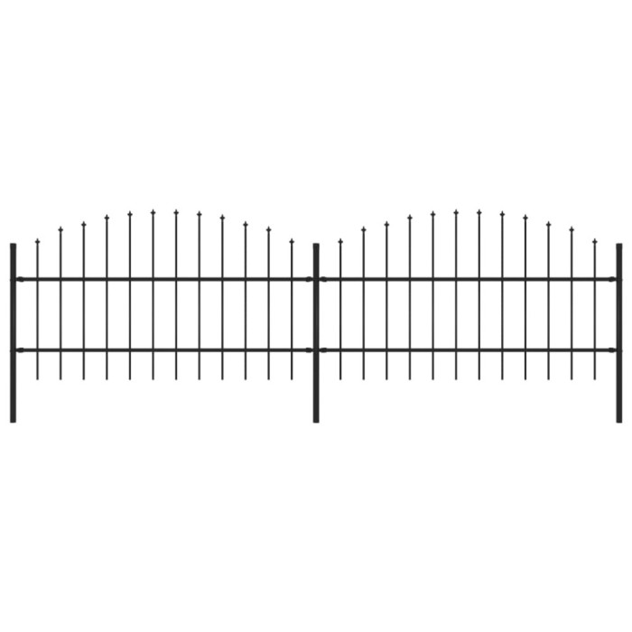 vidaXL Gard de grădină cu v&acirc;rf suliță, negru, (0,75-1) x 3,4 m, oțel
