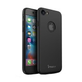 Cumpara ieftin Husa iPhone 7 Ipaky 360 Full Cover Neagra + Folie Sticla, Protectie Completa Fata Spate Laterale, Carcasa Rezistenta Socuri