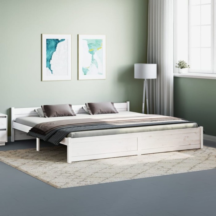 Gossi cadru de pat, alb, 200x200 cm, lemn masiv