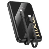 Powerbank HOCO Q37 10000mAh 22.5W PD QC cu Cabluri Incorporate USB-C + Lightning Black