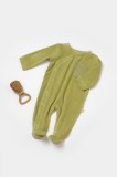 Salopeta Elefant Maneca Lunga BabyCosy Verde Bumbac Organic 0-3 Luni